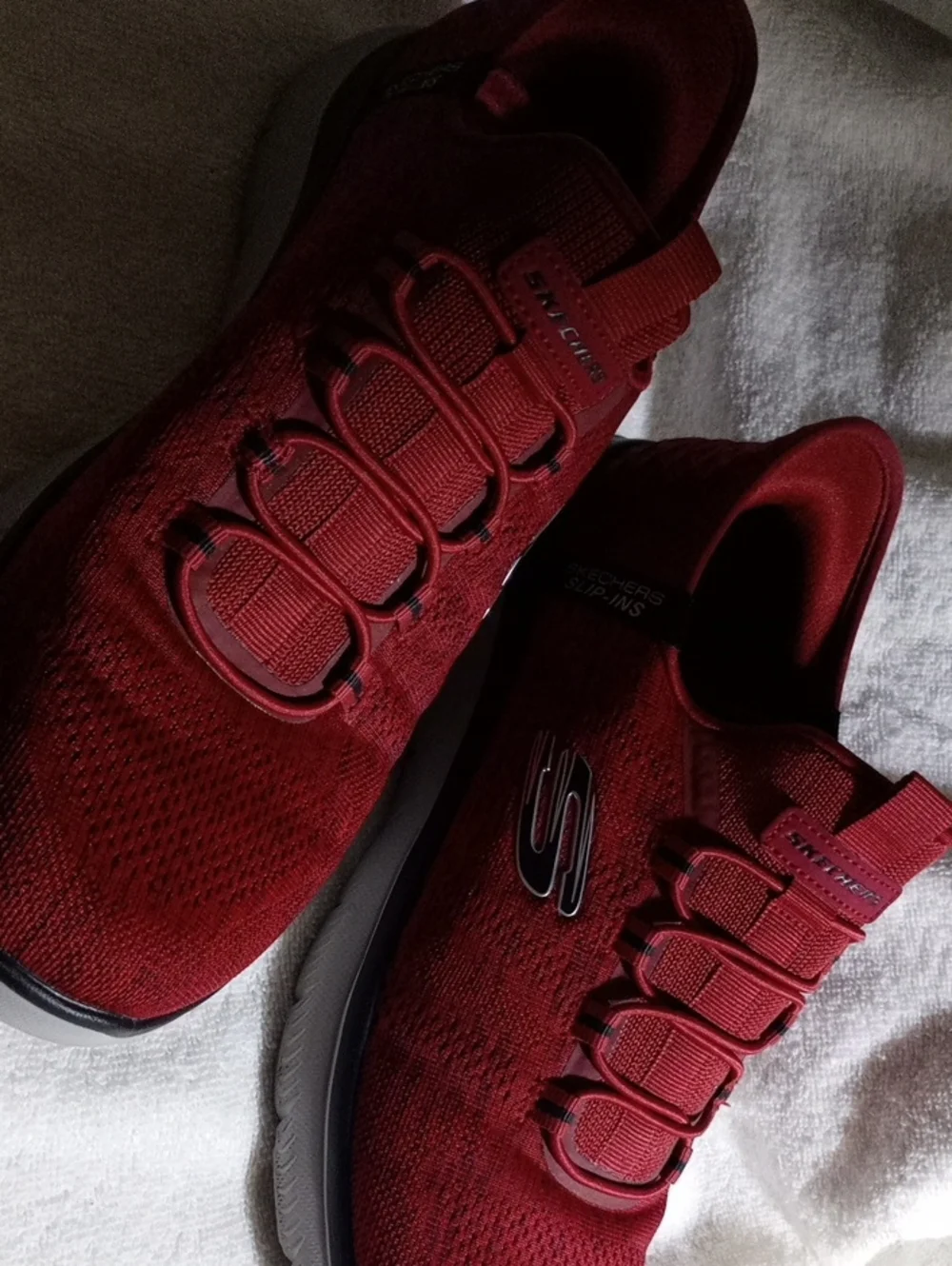 Skechers Men's Deep Red Slip-On Athletic Sneakers